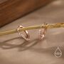 Sterling Silver Irregular Shaped Minimalist Cz Crystal Huggie Hoop Earrings, thumbnail 7 of 11