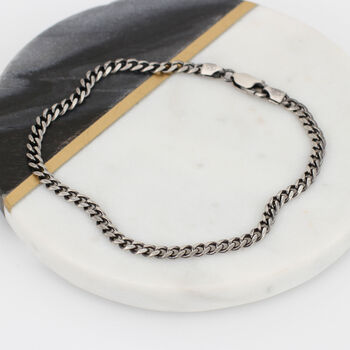 Sterling Silver Men's Curb Chain Bracelet, 2 of 4