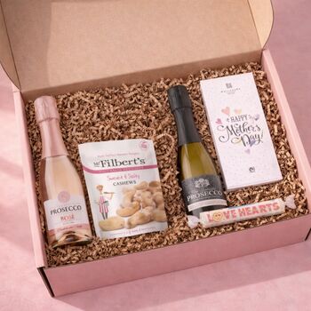 Mother’s Day Prosecco 2x20cl Mini Bottles Gift Set With Chocolate, Love Hearts And Straw, 2 of 3