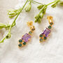 Amethyst Emerald Gold Plated Silver Drop Stud Earrings, thumbnail 4 of 9