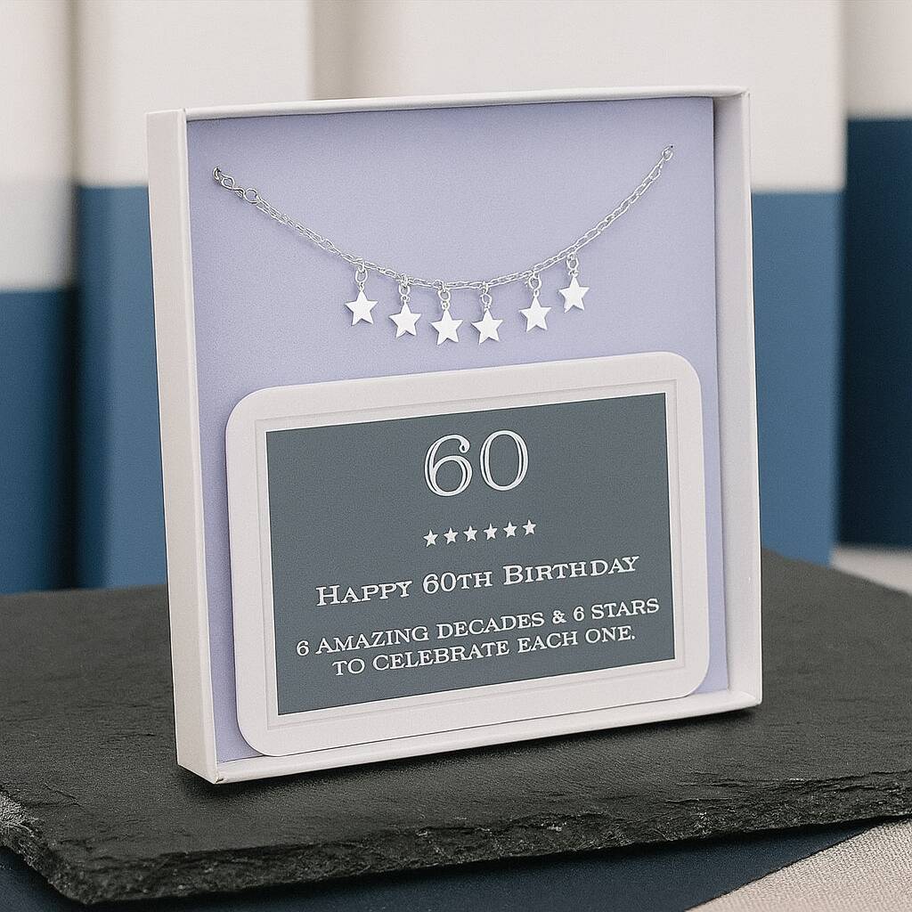 60th Birthday Sterling Silver Star Necklace, 1 of 4