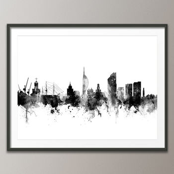 Portsmouth Skyline Cityscape Black And White, 3 of 6