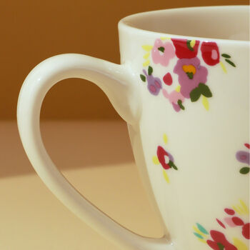 G Decor Gloria Floral Pastel Ceramic Tea Coffee Xl Cup, 3 of 3
