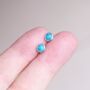 Turquoise Stone Sterling Silver Stud Earrings, Tiny Round Studs, thumbnail 1 of 7