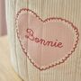Personalised Pink Heart Small Ecru Cord Storage Basket, thumbnail 2 of 2
