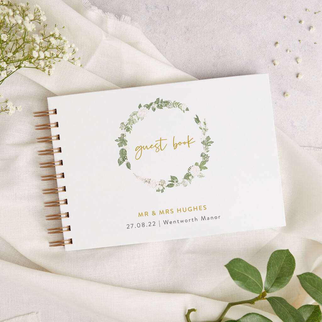 White Floral Wedding Guest Book, 1 of 5