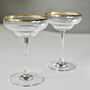 Pair Of Gatsby, Crystal Gold Rimmed Champagne Glasses, thumbnail 2 of 11