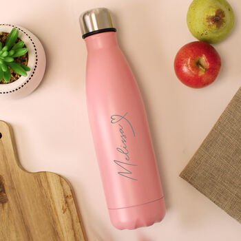 Personalised Heart Pink Metal Insulated Drinks Bottle, 4 of 6