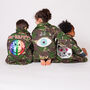Sequin Smiley Face Personalised Kids Camo Jacket, thumbnail 2 of 7