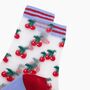 Cherry Fruit Combed Cotton Sheer Pop Socks, thumbnail 2 of 4