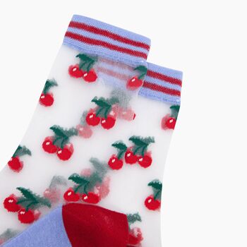 Cherry Fruit Combed Cotton Sheer Pop Socks, 2 of 4
