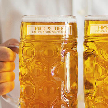 Personalised Father And Son Beer Stein Set, 2 of 4