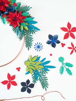 Diy Paper Flower Wreath Hoop Craft Kit, 3 of 4