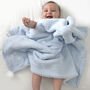 Personalised Twins Blue Cable Knit Pom Pom Blankets, thumbnail 3 of 7