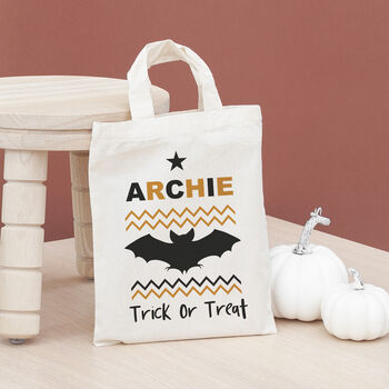 Personalised Cotton Halloween Trick Or Treat Bag, 2 of 12