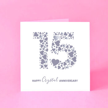 Love Hearts Crystal 15th Anniversary Card, 2 of 5