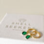 Gold And Green Teardrop Hinged Huggie Earrings, thumbnail 2 of 9