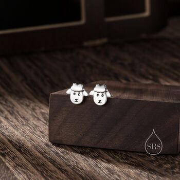 Sheep Face Stud Earrings In Sterling Silver, 4 of 11