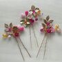 Luxury Gold, Pink And Orange Hair Pins, thumbnail 2 of 6