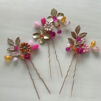 Luxury Gold, Pink And Orange Hair Pins, 2 of 6