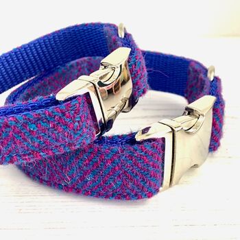 Blueberry Harris Tweed Dog Collar, 3 of 3