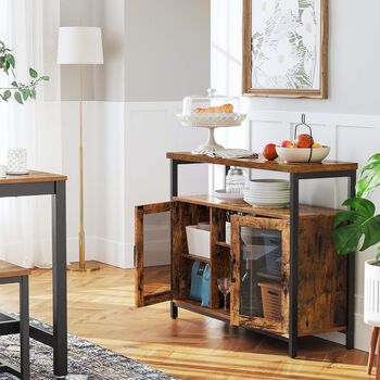 Buffet Table With Adjustable Shelves And Glass Doors, 2 of 5