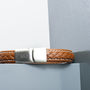 Mens Personalised Leather Strap Steel Bracelet, thumbnail 2 of 10