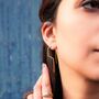 Gold Plated Sterling Silver Angular Drop Earring, thumbnail 2 of 5
