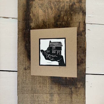 House In Hand Linocut Greetings Card, 9 of 10