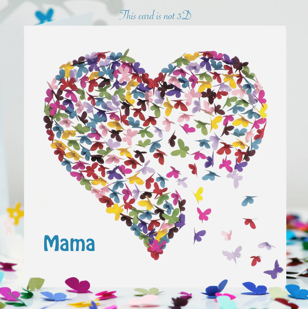 Mama Birthday Butterfly Heart Butterflies Card By Inkywool Butterfly ...