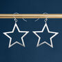 Large Sterling Silver Open Star Drop Earrings, thumbnail 3 of 8