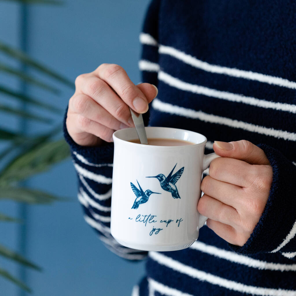 Personalised A Little Cup Of Joy Hummingbird Mug By Strive Creatives Notonthehighstreet Com