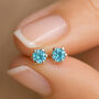 Sterling Silver Aquamarine Micro Stud Earrings, thumbnail 1 of 6
