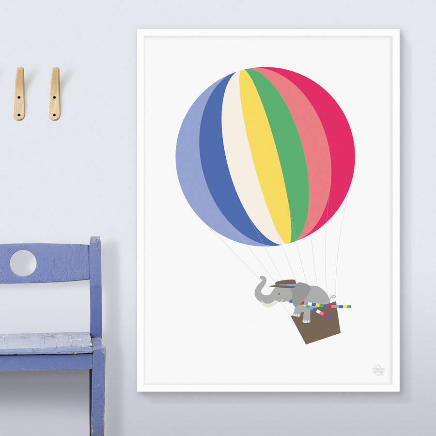 Mr Elephant Hot Air Balloon Print, 1 of 4