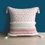 Pink Tufted Boho Square Throw Pillow Case, thumbnail 2 of 4