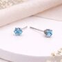 Sterling Silver Aquamarine Micro Stud Earrings – 3mm, thumbnail 1 of 5