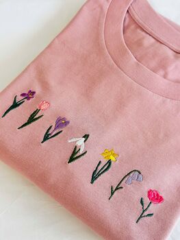 Miniature Spring Flowers Embroidered T Shirt, 2 of 3