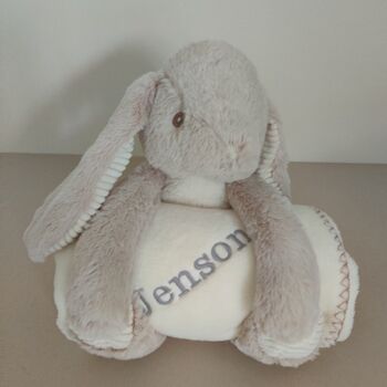 Personalised Bunny Plush Toy With Folded Blanket, 8 of 12