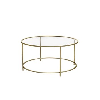 Round Glass Coffee Table With Gold Steel Frame, 4 of 7