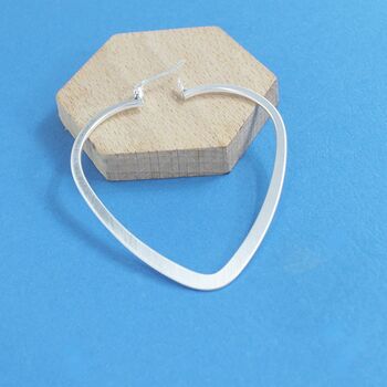 Sterling Silver Heart Hoop Earrings, 2 of 4