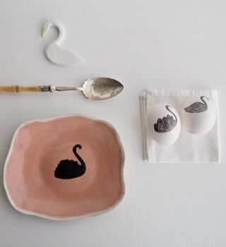 Handmade Ceramic Black Swan Pastel Plate, 4 of 7