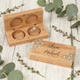 Personalised Botanical Wreath Wedding Oak Wooden Double Ring Box, thumbnail 1 of 3