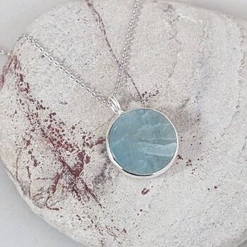 The Circle Aquamarine March Birthstone Necklace, Silver, 3 of 8
