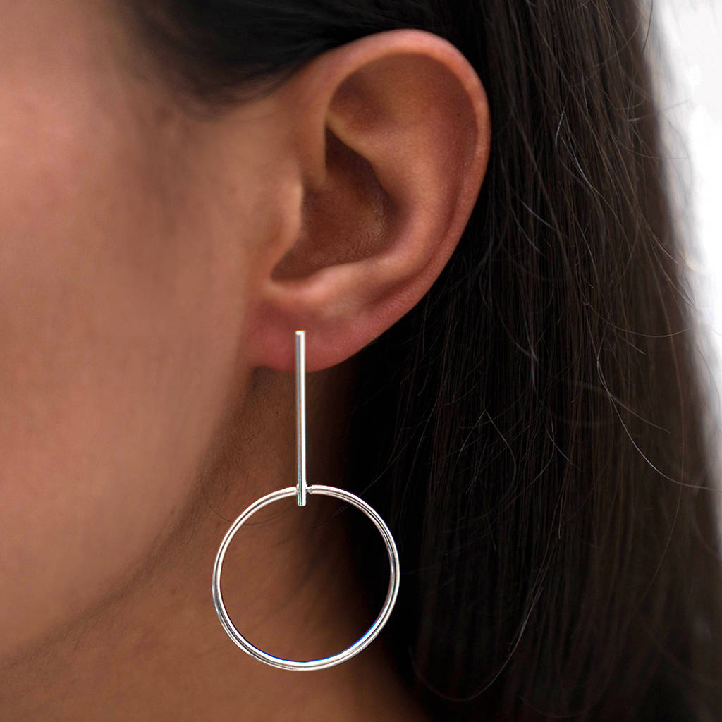 Sterling Silver Hoop Drop Earrings By Hersey Silversmiths Silver Drop Hoop Earrings