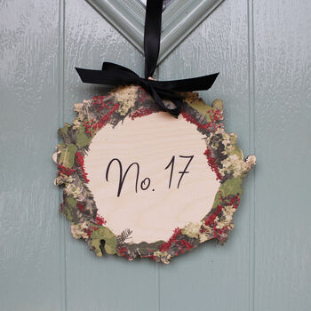 House Name/Number Wooden Christmas Door Wreath, 6 of 7