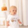 Lion Embroidered Personalised First Birthday One T Shirt, thumbnail 5 of 8