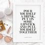'Put On Some Lipstick' Black White Typography Quote, thumbnail 3 of 4