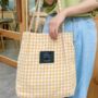 Black Checkered Pastel Cotton Large Tote Bags, thumbnail 7 of 9
