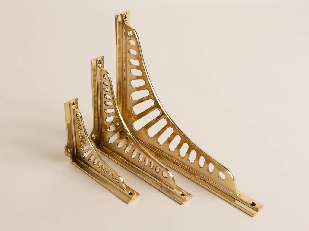 Polished Brass Sunrise Shelf Brackets, 1 of 8