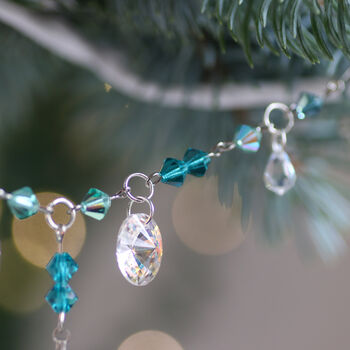 Snowflake Charm Mini Garland – Blue And Green Crystal Decoration, 6 of 6